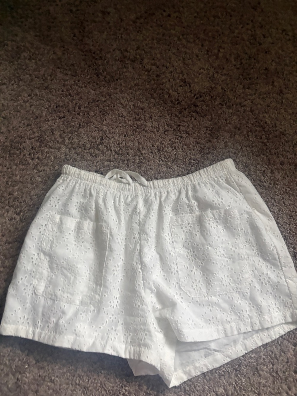 Better Be White Eyelet Elastic Waist Shorts